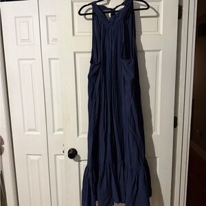 Torrid Navy Midi High-Neck Tie-Back Dress